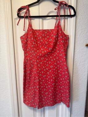 Trixxi Red Floral Mini Dress with Tie Straps